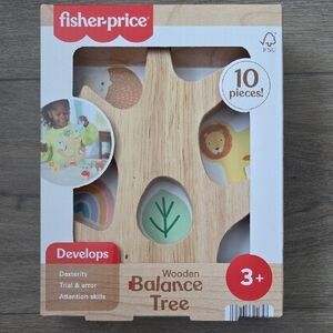 Fisher-Price Wooden Balance Tree with Colorful Animals 10 Pieces